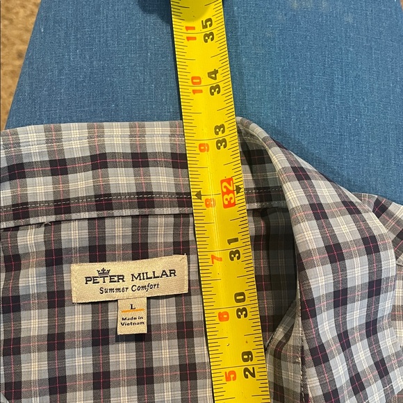 Peter Millar Blue and White Checkered Button Down Shirt - Picture 5 of 8
